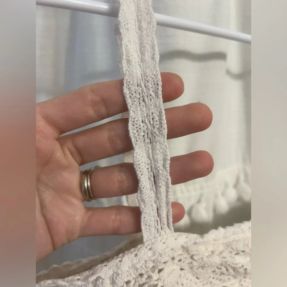 Zara 100% cotton dress / top w crochet detail beige and cream vertical stripes L - Picture 11 of 11